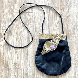 Leather & Quartz! Hand Forged Brass Fitting & Quartz Leather Crossbody|  Brazil